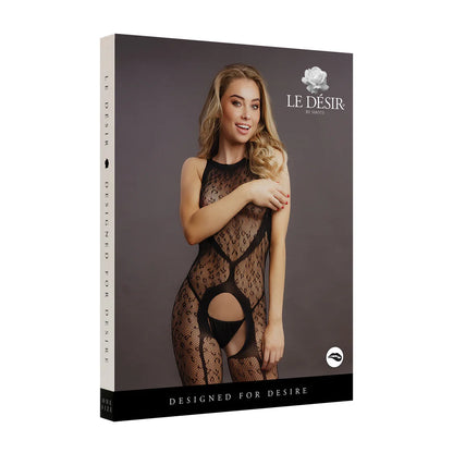 Crotchless Leopard Bodystocking - One Size - Black