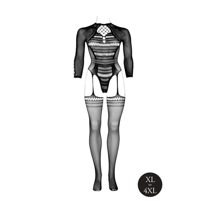 Bodystocking with Long Sleeves and Short Turtleneck - OSX - Black