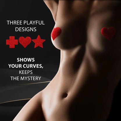 Pezoneras - Nipple Cover Set - Cross Star Heart - Red