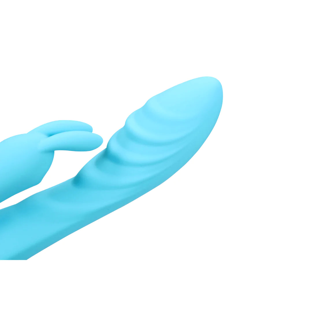 Vibrador de conejo de silicona ultra suave con nervaduras - Azul Glacial