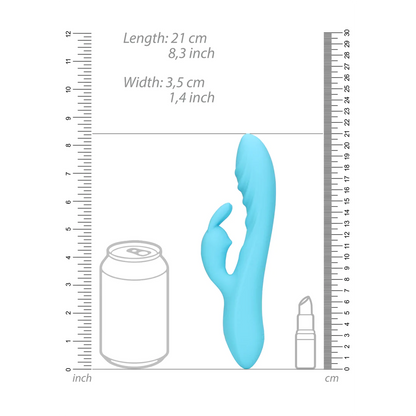 Vibrador de conejo de silicona ultra suave con nervaduras - Azul Glacial