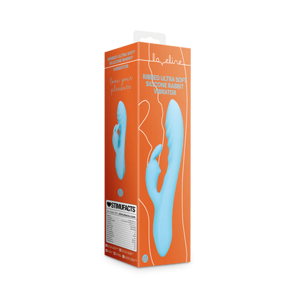 Vibrador de conejo de silicona ultra suave con nervaduras - Azul Glacial
