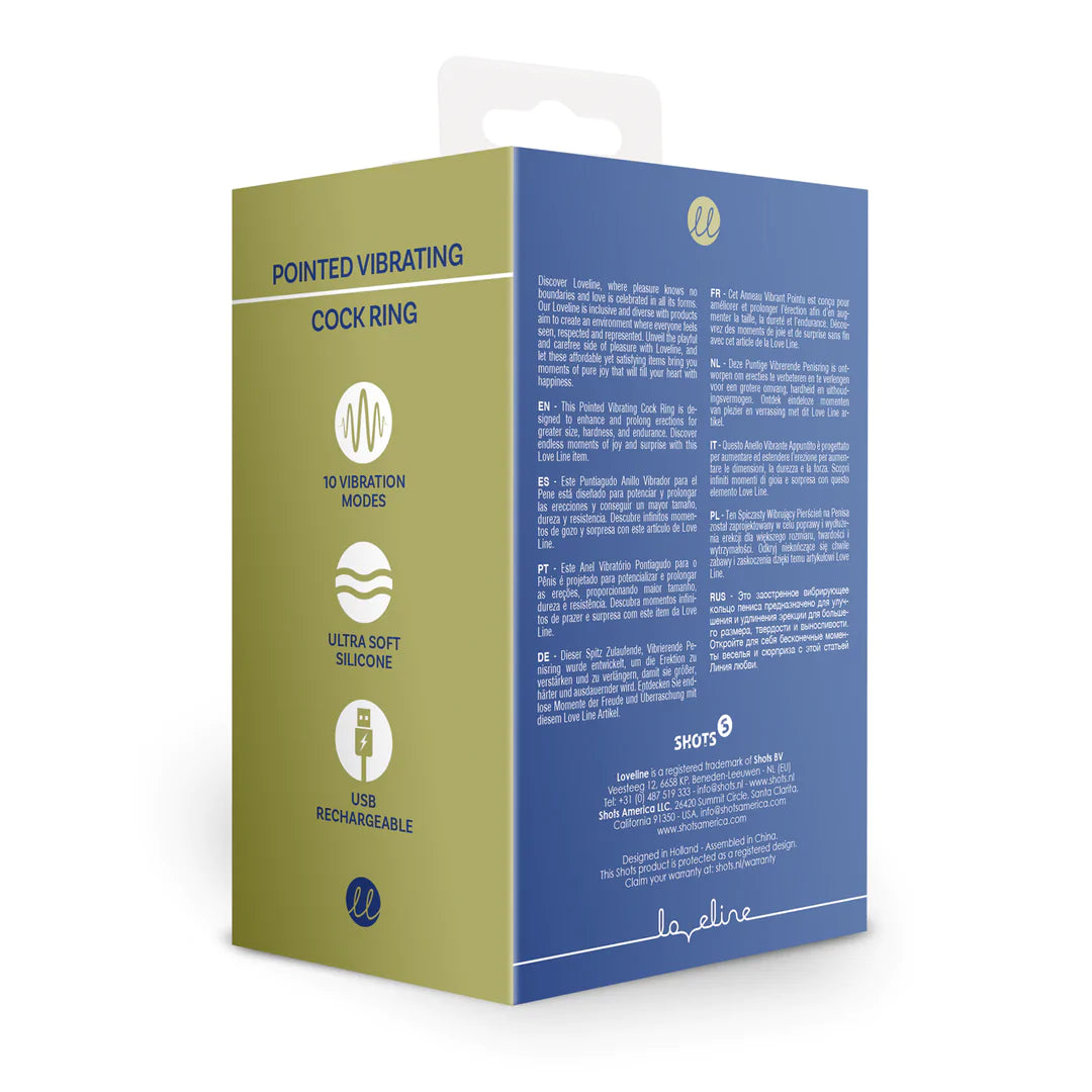 Cockring vibrador para el pene puntiagudo - Azul Baltico