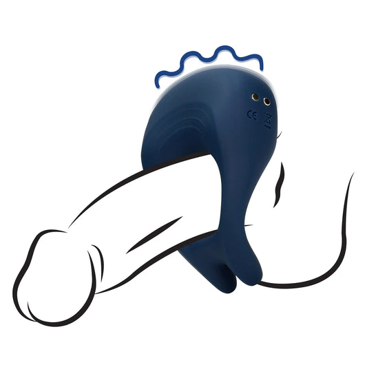 Cockring vibrador para el pene puntiagudo - Azul Baltico