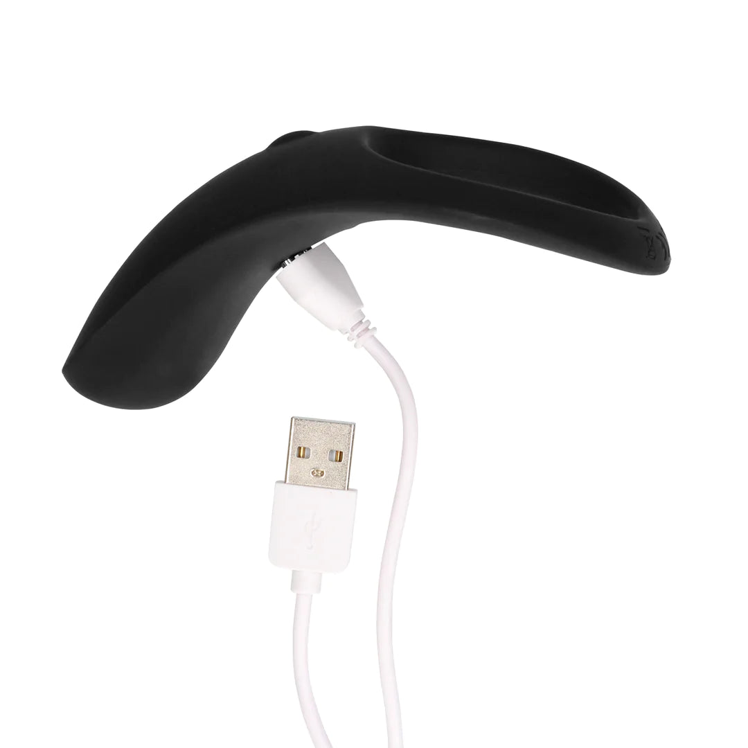 Anillo vibrador para el pene con base para los testiculos - Negro regaliz