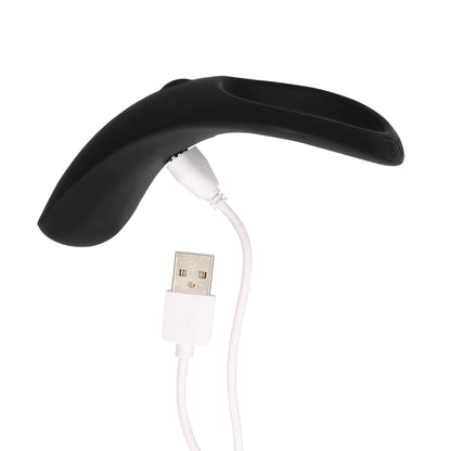 Anillo vibrador para el pene con base para los testiculos - Negro regaliz