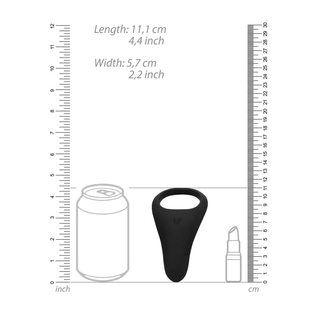 Anillo vibrador para el pene con base para los testiculos - Negro regaliz