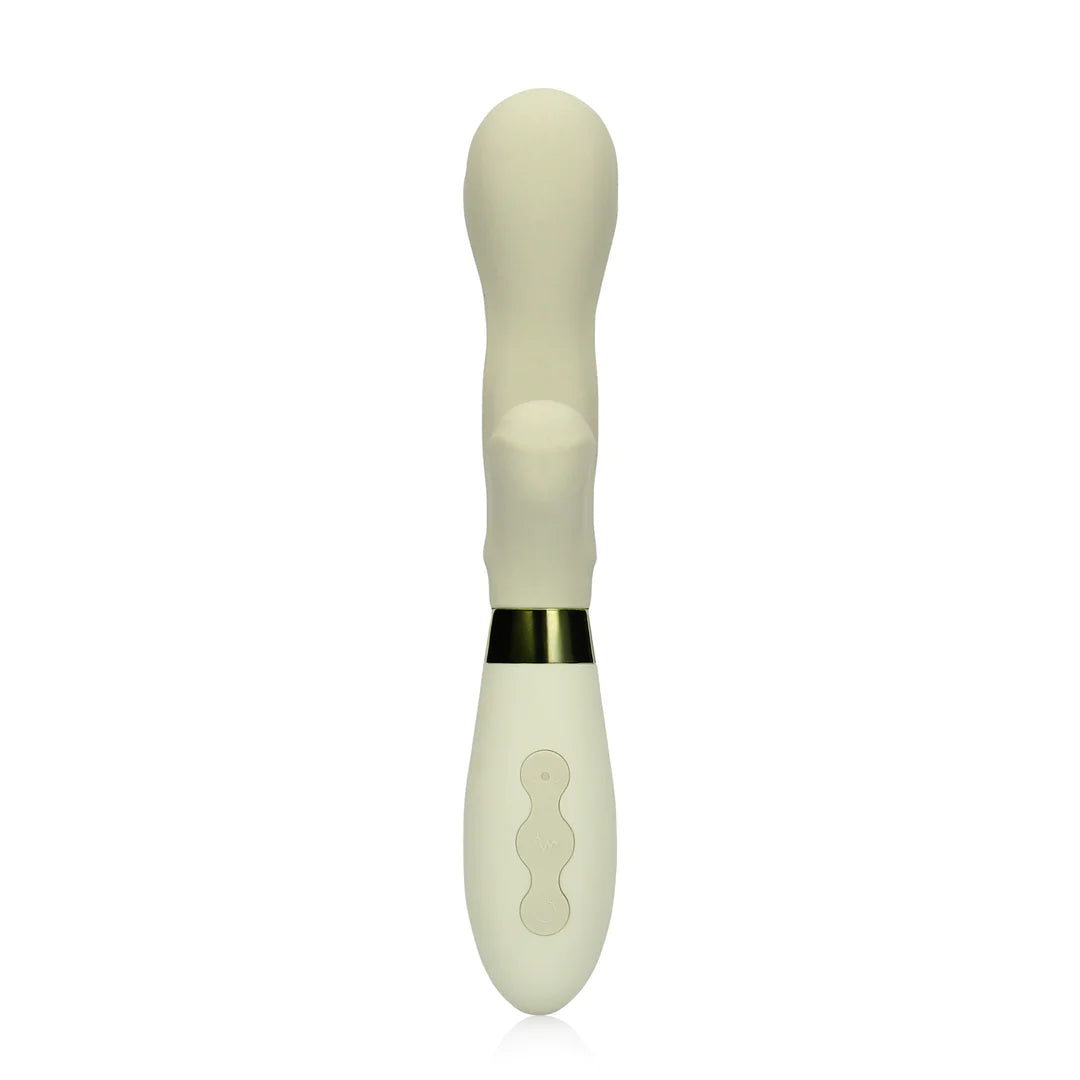 Vibrador de silicona tipo conejo - Verde brumoso