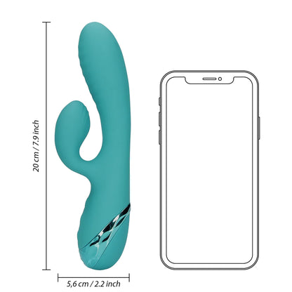 Vibrador inflable de conejo - Azul pavo real