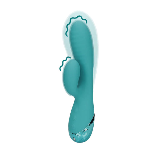 Vibrador inflable de conejo - Azul pavo real
