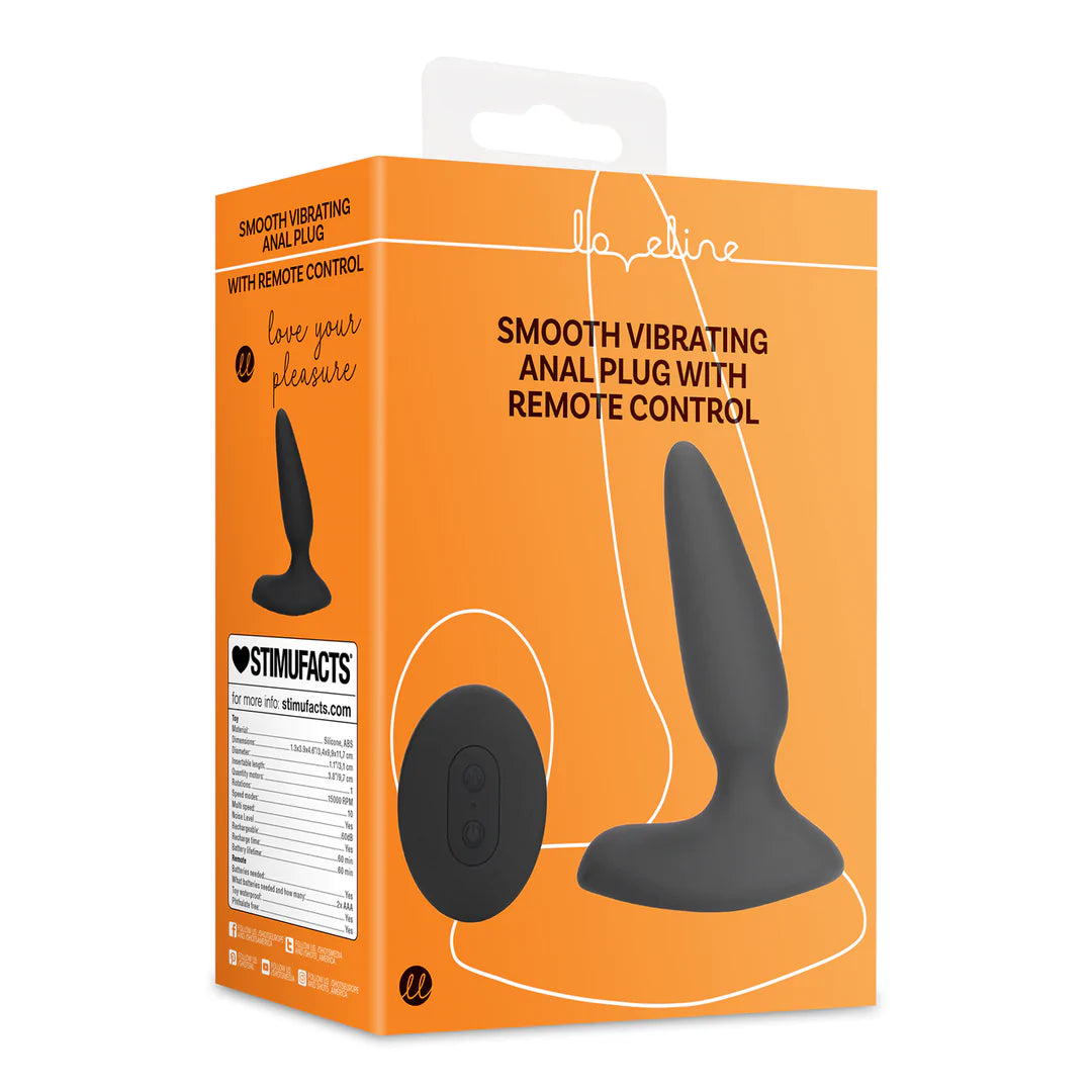 Plug anal vibrador suave con control remoto - Negro regaliz