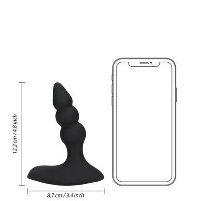Plug anal vibrador con cuentas y control remoto - Negro regaliz