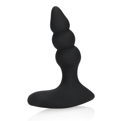Plug anal vibrador con cuentas y control remoto - Negro regaliz