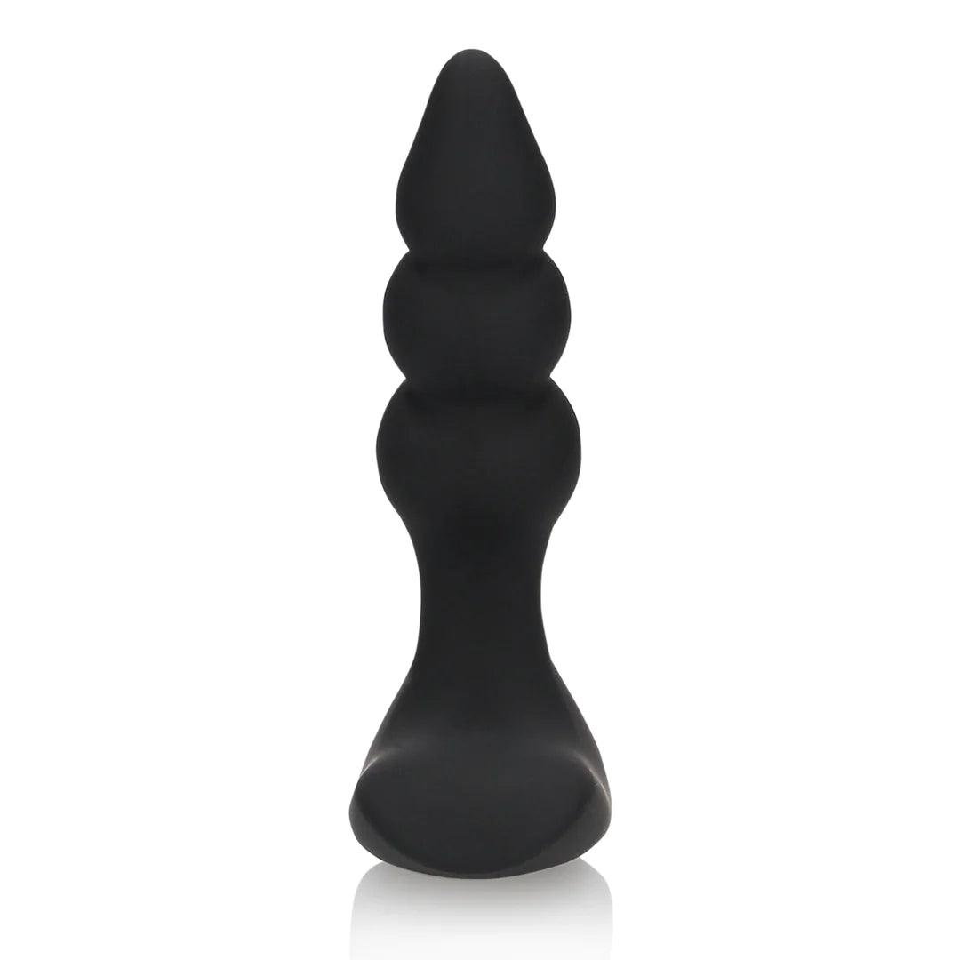 Plug anal vibrador con cuentas y control remoto - Negro regaliz