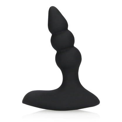 Plug anal vibrador con cuentas y control remoto - Negro regaliz