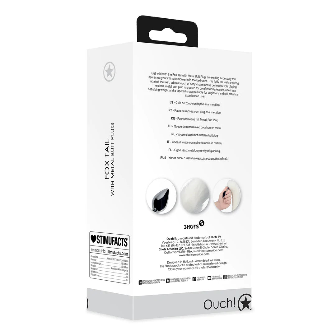Cola de zorro con plug de metal - Blanco