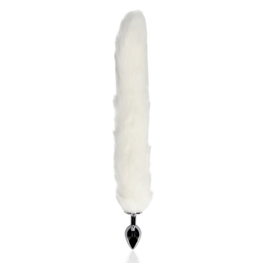 Cola de zorro con plug de metal - Blanco