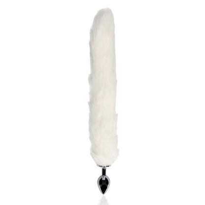 Cola de zorro con plug de metal - Blanco