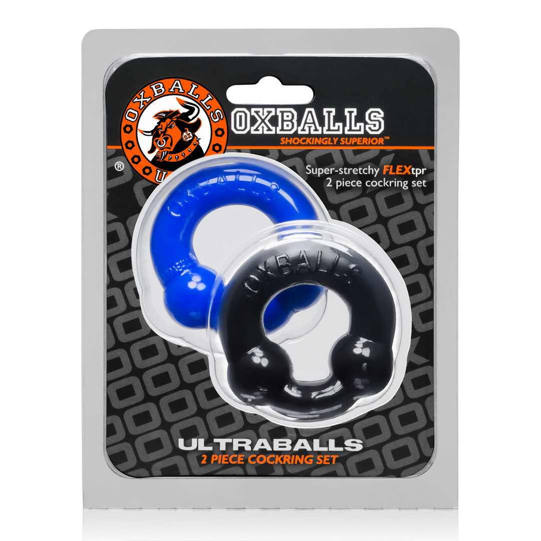 Ultraballs - pack-2 Nodule Pressure Cockrings - Black/Police Blue