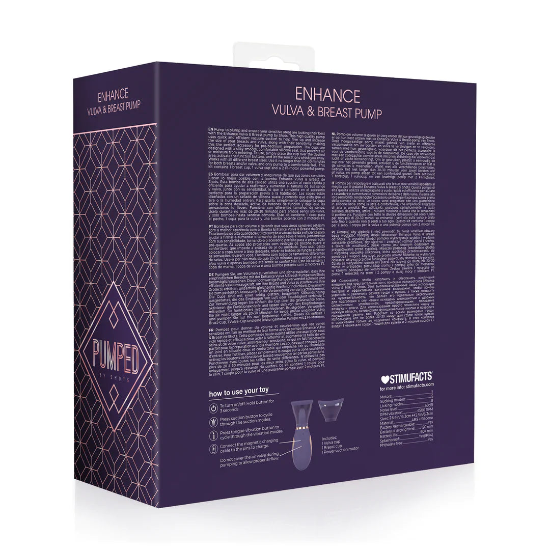 Enhance - Extractor de leche y vulva recargable - Morado