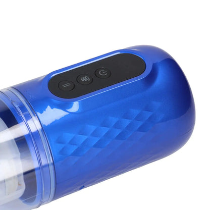 Vortex - Bomba masturbadora de succión, rotación y empuje - Azul metalizado