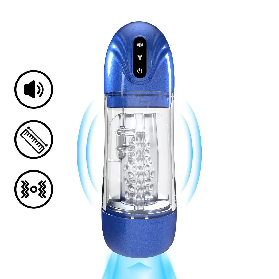 SonicPull - Masturbador con bomba de succión y vibración - Multimedia mejorado - Azul metalizado