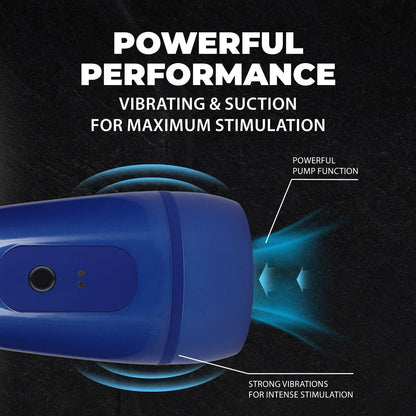 Bomba masturbadora de succión y vibración por presión negativa - Azul metálico