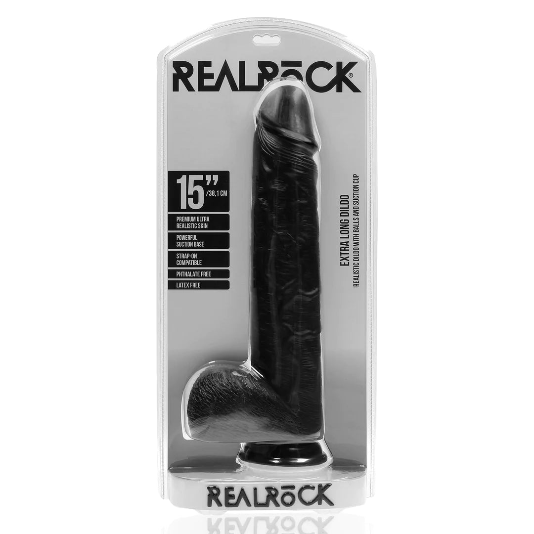 Dildo extragrande con bolas de 38 cm (15")