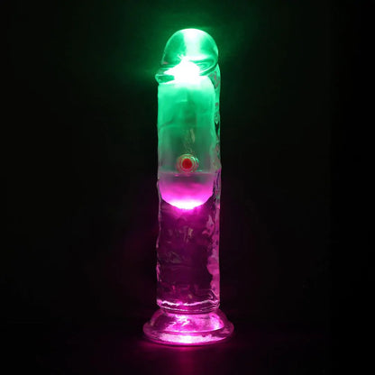 Dildo vibrador LED - 15 cm / 6" - Transparente