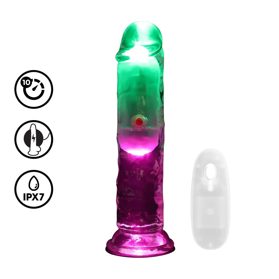 Dildo vibrador LED - 15 cm / 6" - Transparente