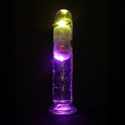 Dildo vibrador LED - 18 cm / 7" - Transparente