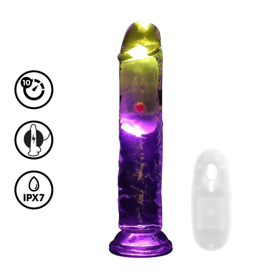 Dildo vibrador LED - 18 cm / 7" - Transparente