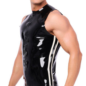 Camiseta de látex Xrub con cremallera Negro-Blanco