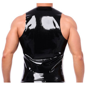 Camiseta de látex Xrub con cremallera Negro-Blanco