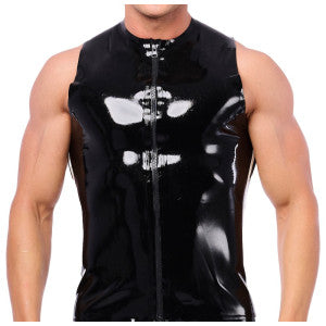 Camiseta de látex Xrub con cremallera Negro-Blanco