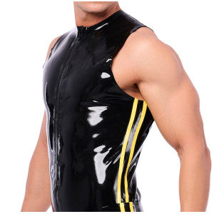 Camiseta de látex Xrub con cremallera Negro-Amarillo