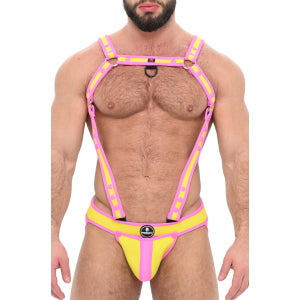 Conjunto Jock y Arnés Ejército Rosa-Amarillo