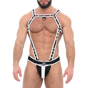 Conjunto Jock y Arnés Ejército Blanco-Negro
