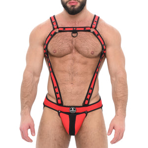 Conjunto Jock y Arnés Ejército Rojo-Negro