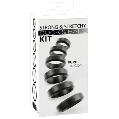 Juego de 6 Cockrings Cock & Ball de 26 a 56 mm Negros