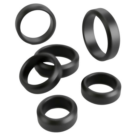 Juego de 6 Cockrings Cock & Ball de 26 a 56 mm Negros