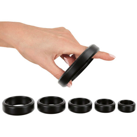 Juego de 6 Cockrings Cock & Ball de 26 a 56 mm Negros