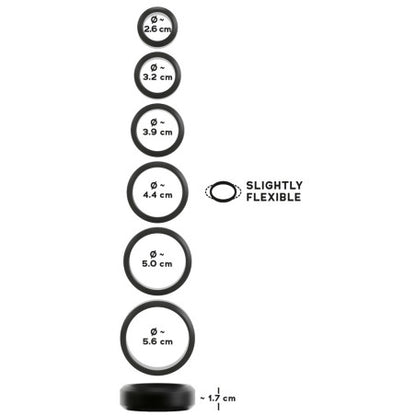 Juego de 6 Cockrings Cock & Ball de 26 a 56 mm Negros