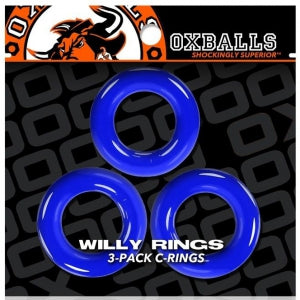 Willy Rings - 3-pack Stretchy Cockrings - Azul