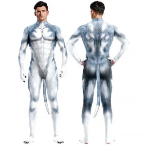 Traje de Cosplay de Perro Husky Azul-Gris