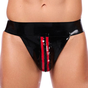 Xrub Suspensorio de látex con cremallera Negro-Rojo